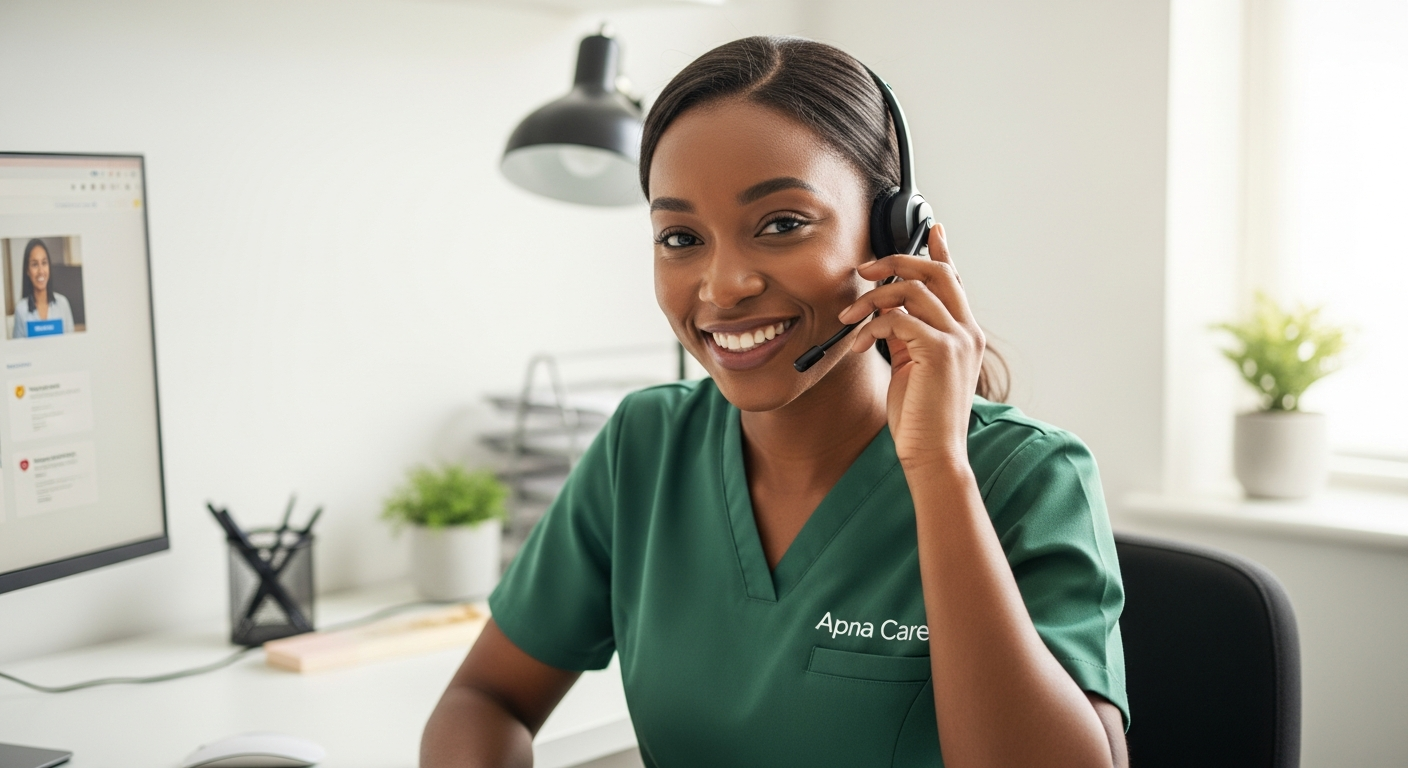 Apna Care coordinator in branded uniform ready to arrange a free home care assessment in Leicestershire