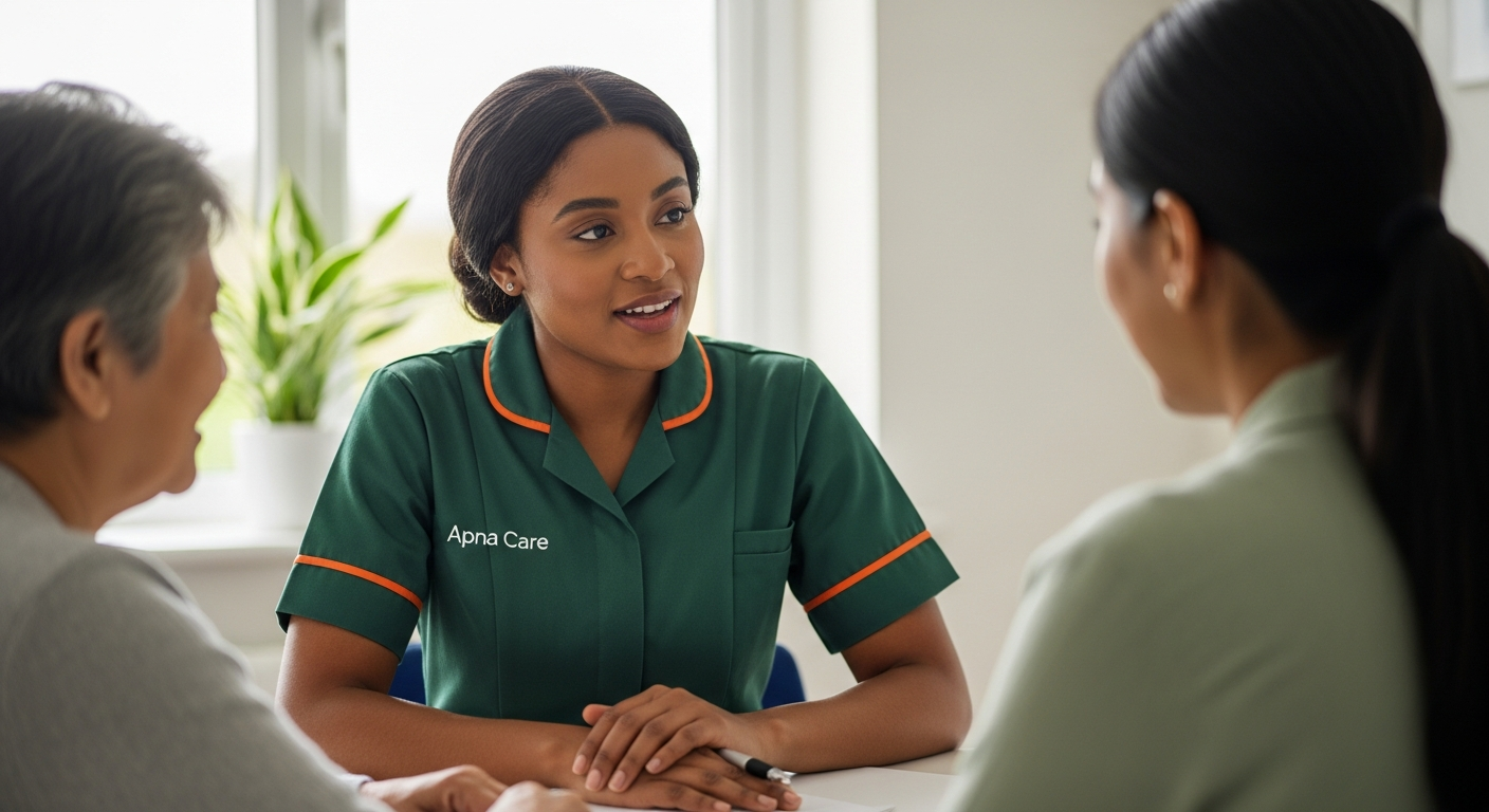 The diverse Apna Care team of trusted multilingual carers in branded uniforms in Leicestershire